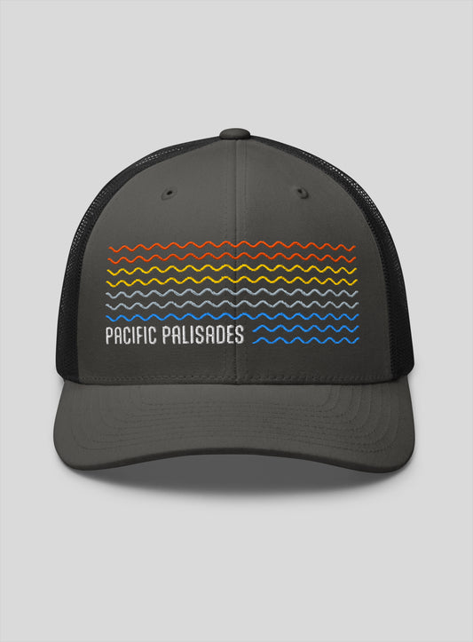 Pacific Palisades Sunset Waves Trucker Hat - Charcoal/Black