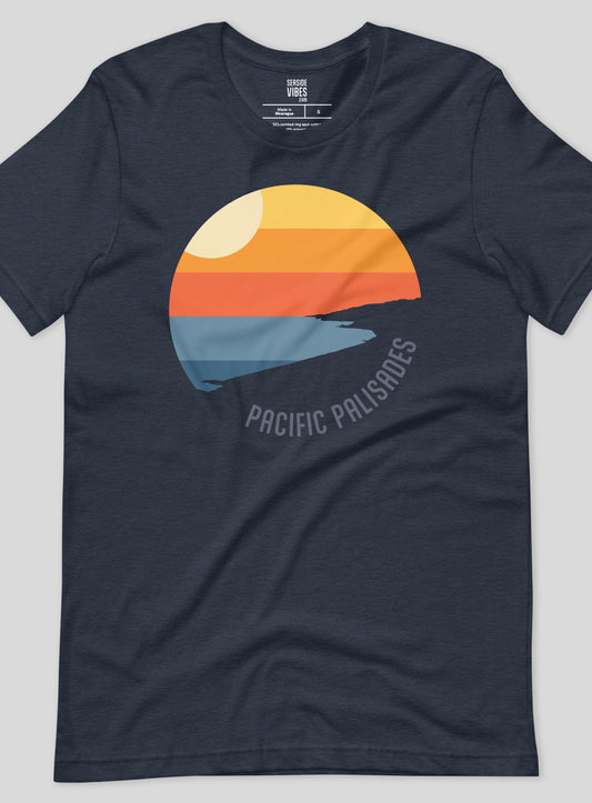 Unisex: Pacific Palisades Sunset Tee - Heather Navy