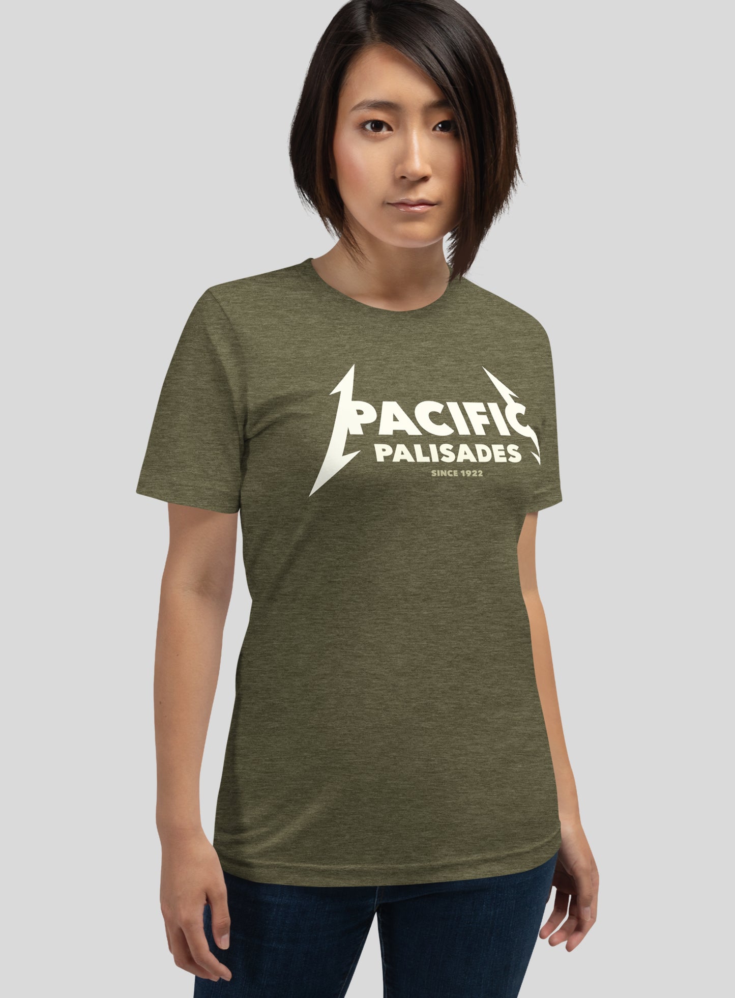 Unisex: Pacific Palisades Rocks Tee - Heather Olive