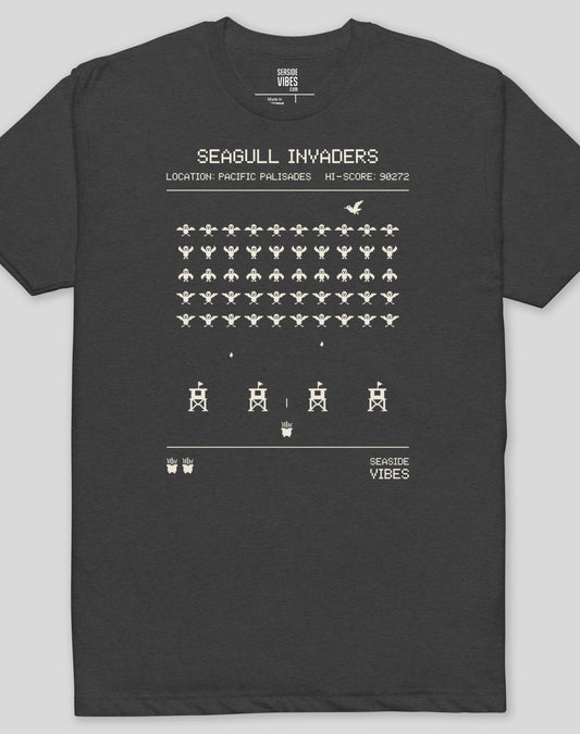 Pacific Palisades Seagull Invaders Tee - Cotton Blend | Charcoal