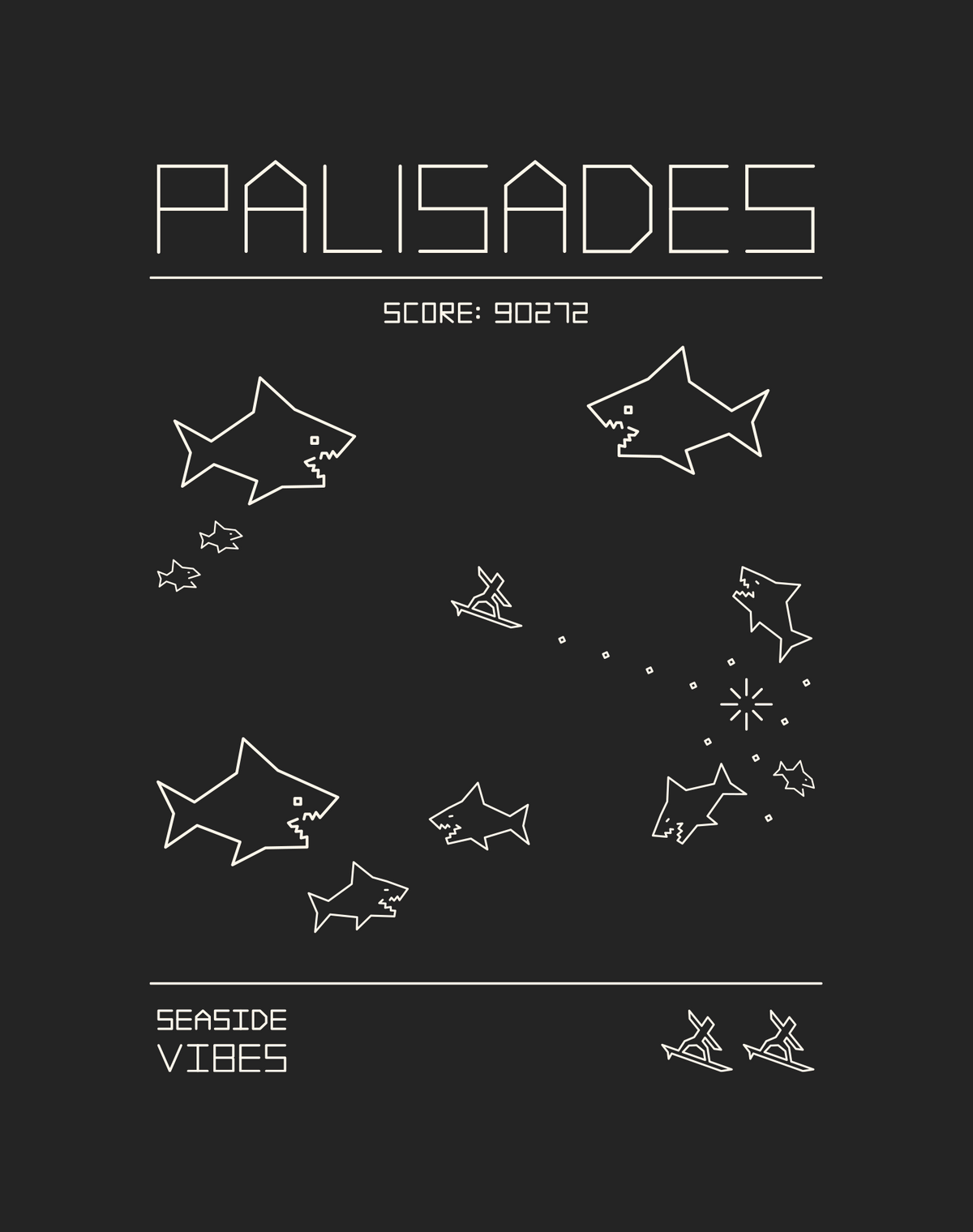 Palisades 1979 Shark Frenzy Tee - Cotton Blend | Charcoal