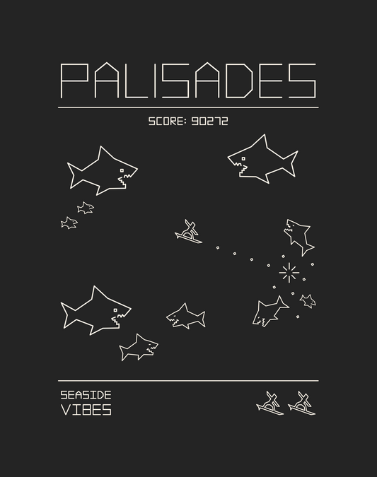 Palisades 1979 Shark Frenzy Tee - Cotton Blend | Charcoal