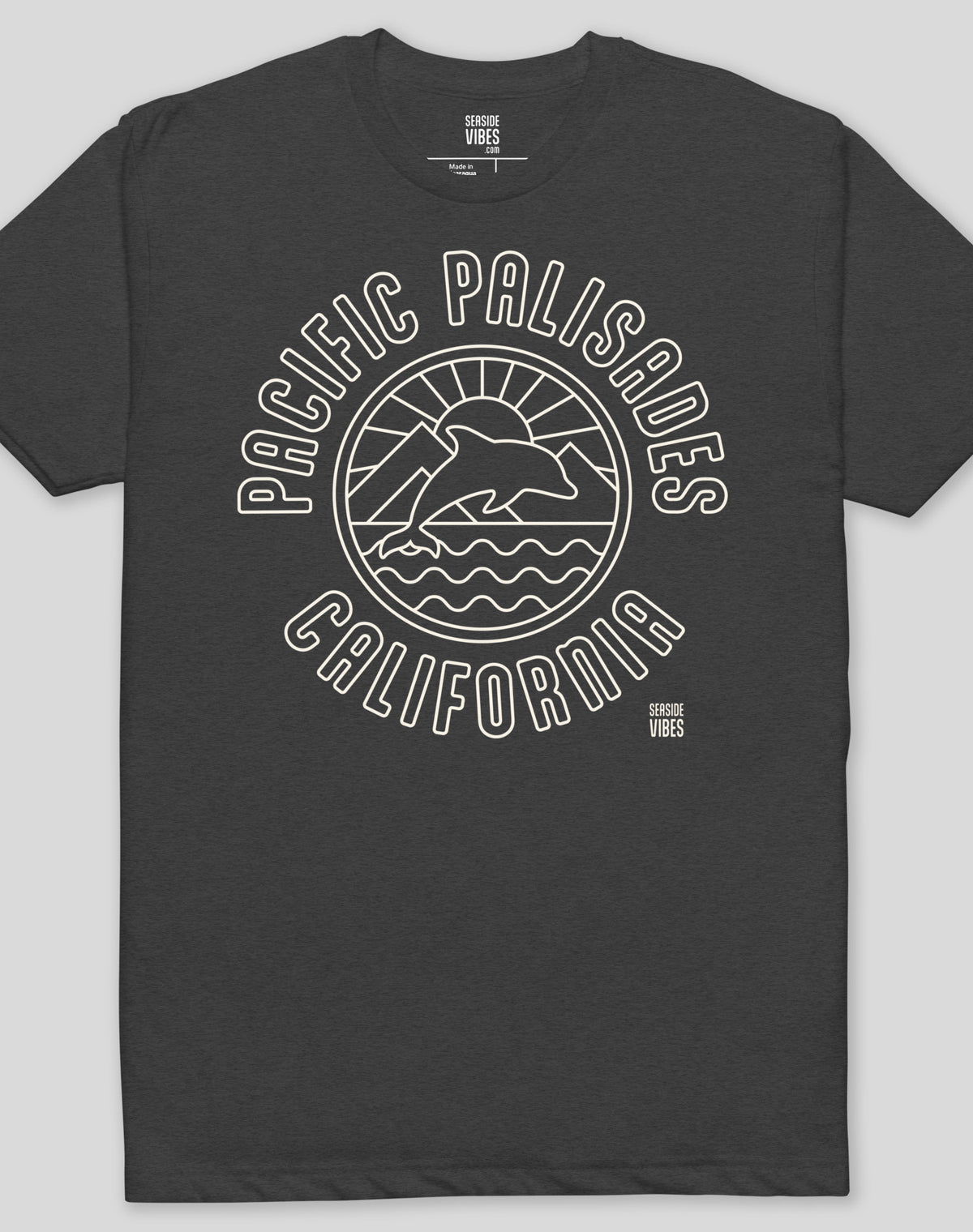 Pacific Palisades Dolphin Sunset Tee - Cotton Blend | Charcoal