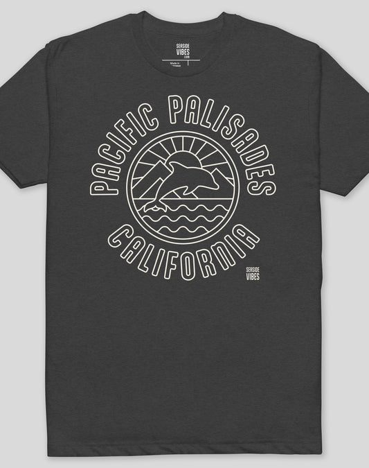 Pacific Palisades Dolphin Sunset Tee - Cotton Blend | Charcoal