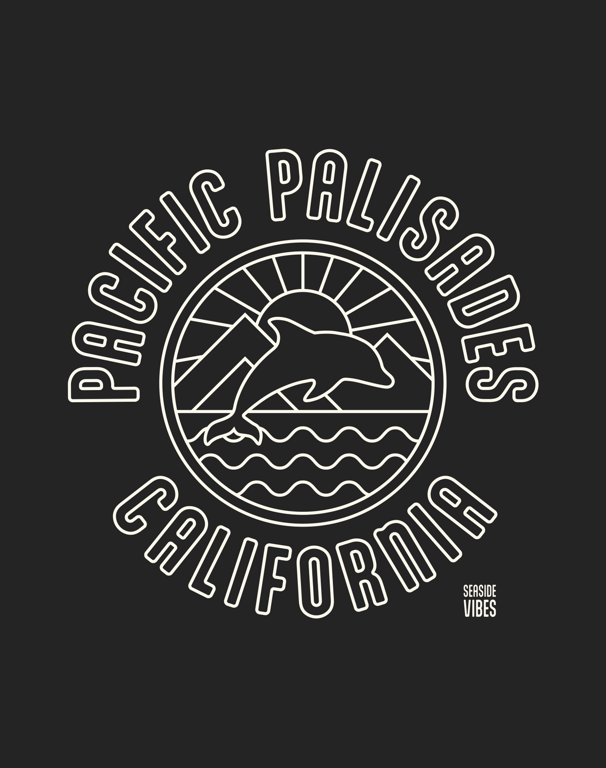 Pacific Palisades Dolphin Sunset Tee - Cotton Blend | Charcoal