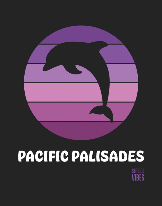 Pacific Palisades Dolphin Sunset Tee - Cotton Blend | Charcoal