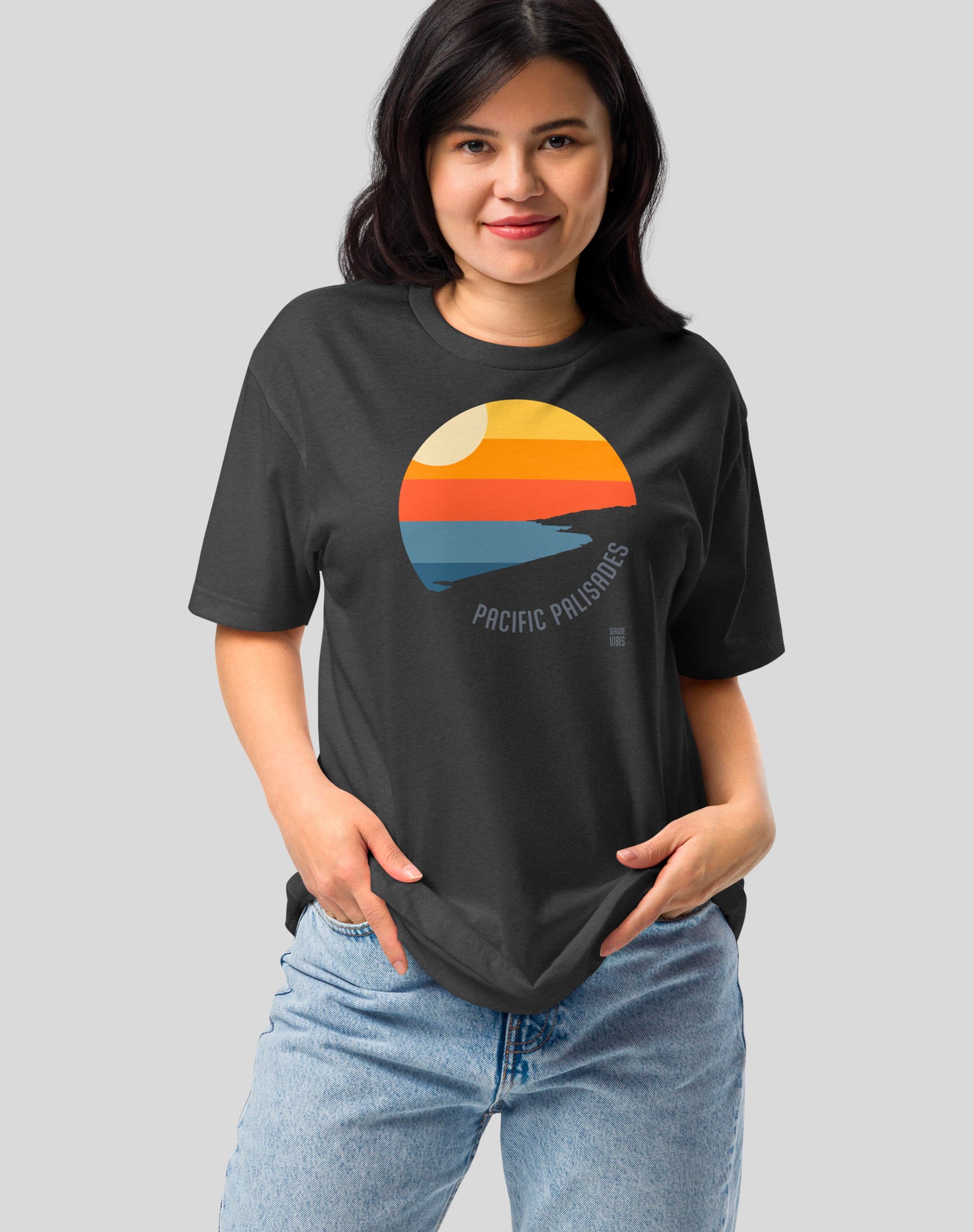 Pacific Palisades Sunset Tee - Cotton Blend | Charcoal
