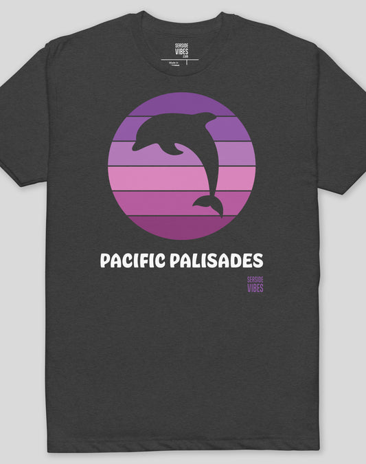 Pacific Palisades Dolphin Sunset Tee - Cotton Blend | Charcoal