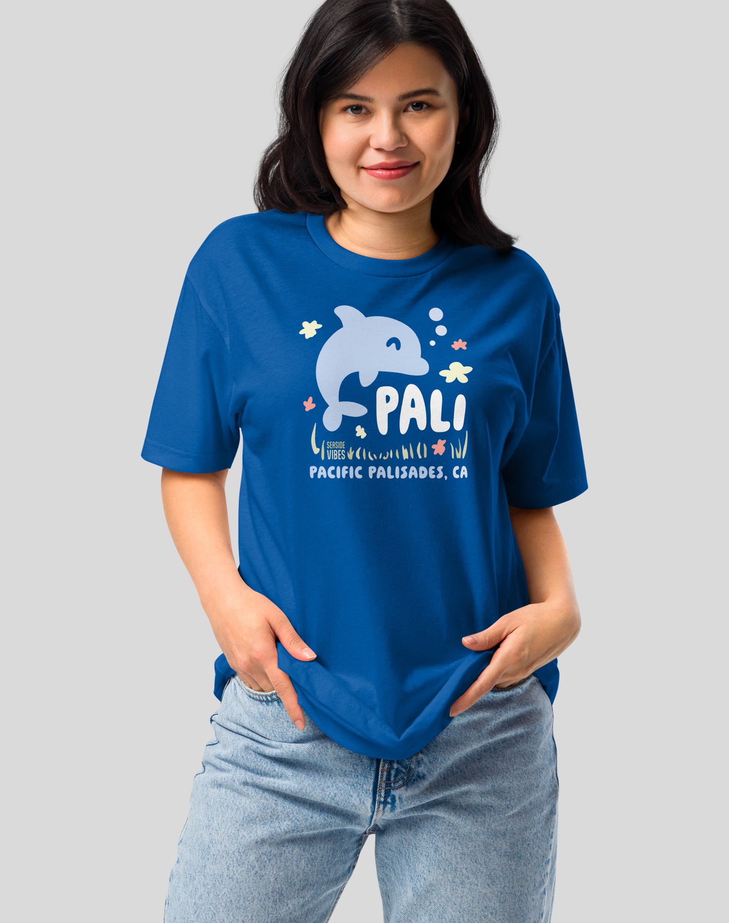 Pacific Palisades Happy Dolphin Tee - Cotton Blend | Royal