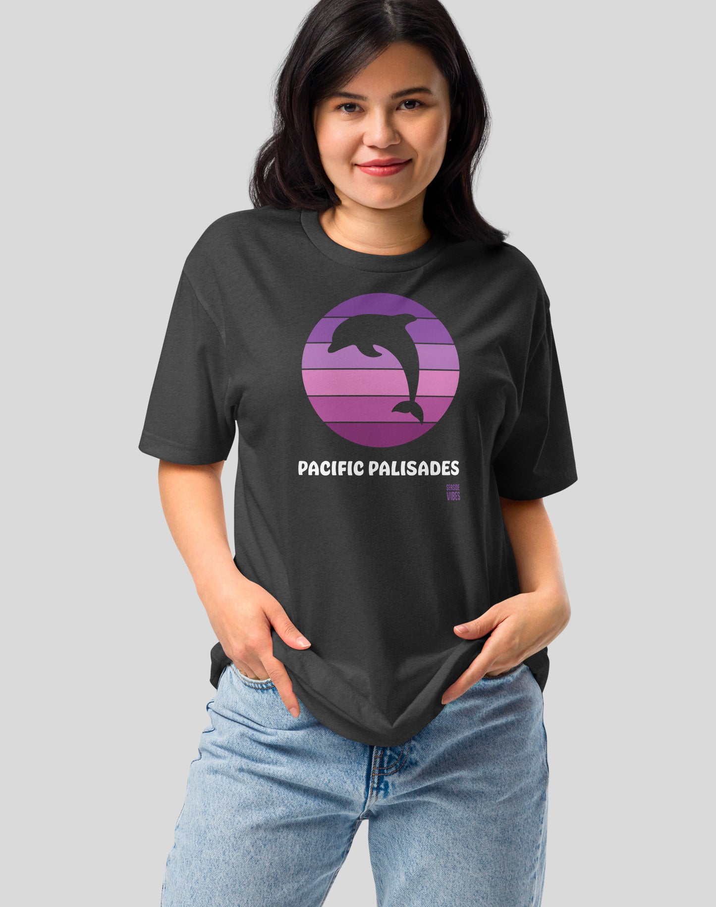 Pacific Palisades Dolphin Sunset Tee - Cotton Blend | Charcoal