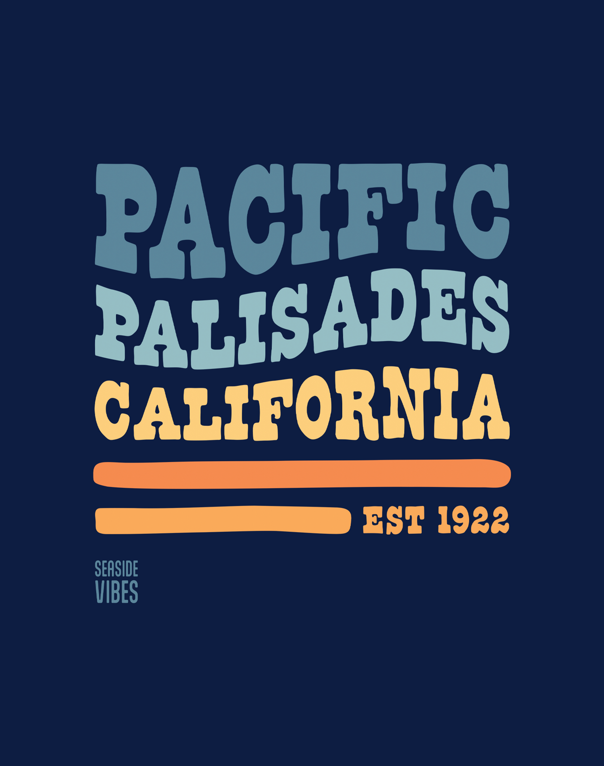 V-Neck: Pacific Palisades Waves Tee - Heather Navy