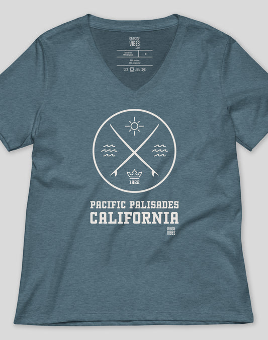 V-Neck: Pacific Palisades Surf Tee - Heather Slate