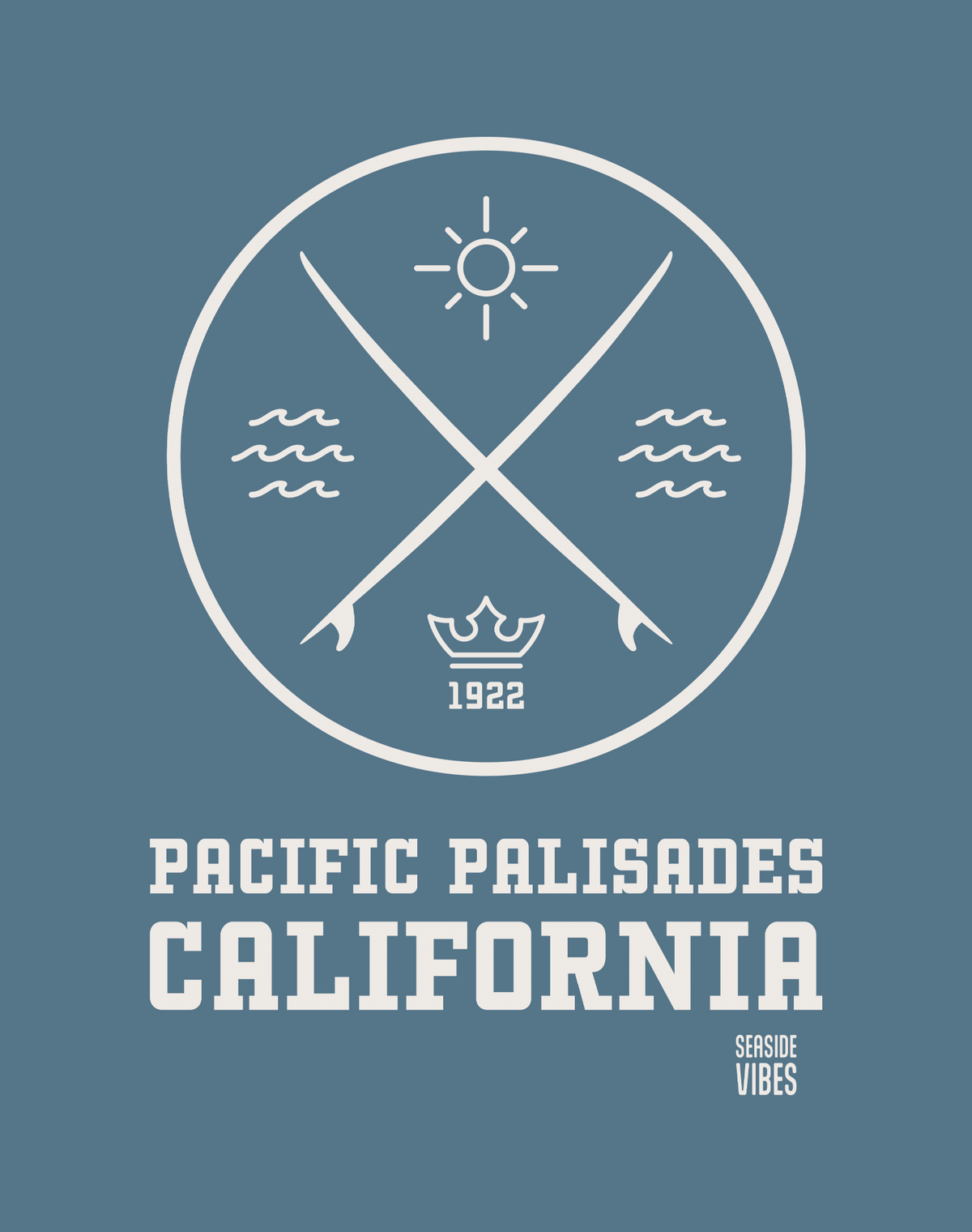 V-Neck: Pacific Palisades Surf Tee - Heather Slate