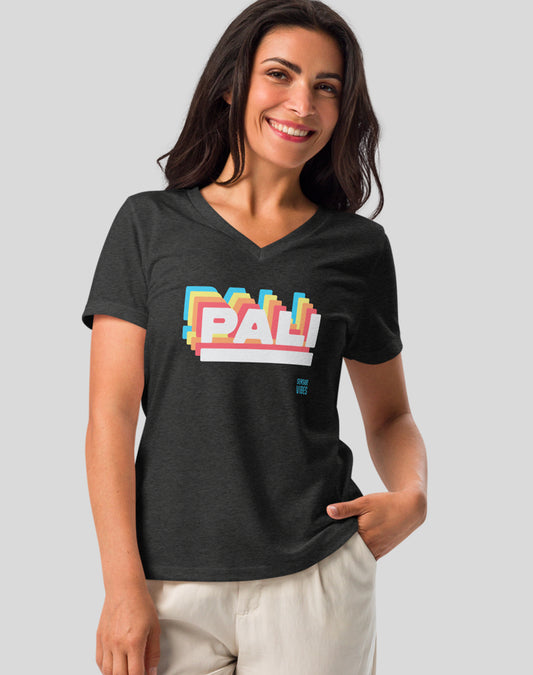 V-Neck: Retro Pali Tee - Dark Grey Heather