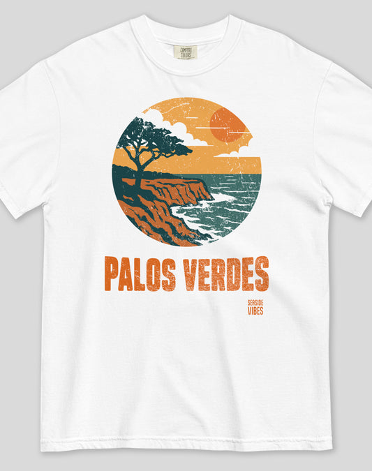 Unisex: Vintage Palos Verdes Cliffs Tee - 100% Cotton | White