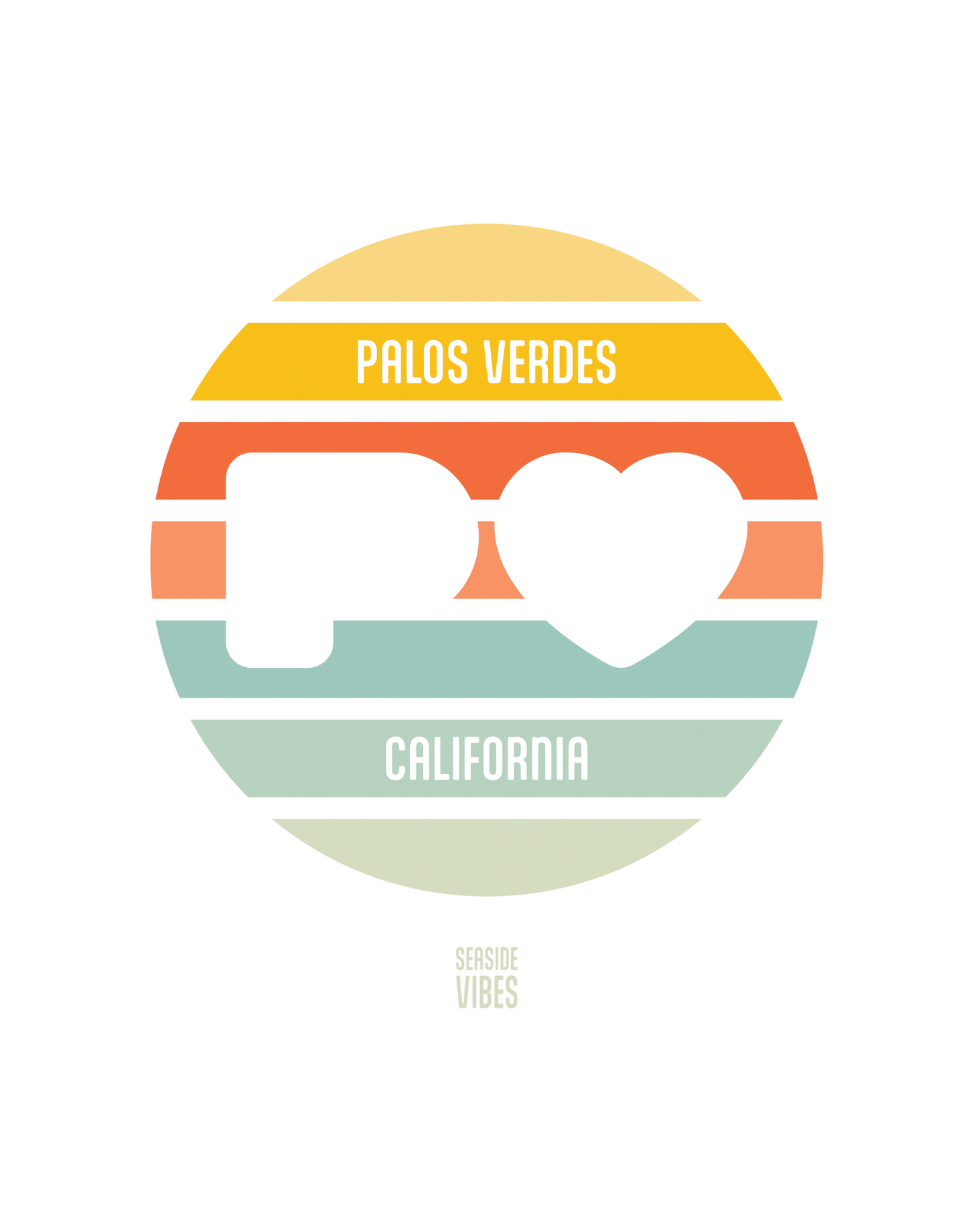 Palos Verdes Sunset Heart Logo Tee - Premium 100% Cotton | White