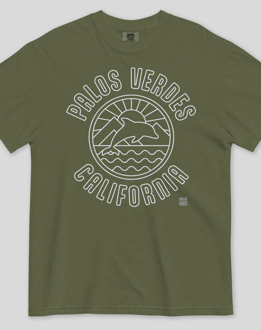 Unisex: Palos Verdes Dolphin Sunrise Tee - 100% Cotton | Hemp