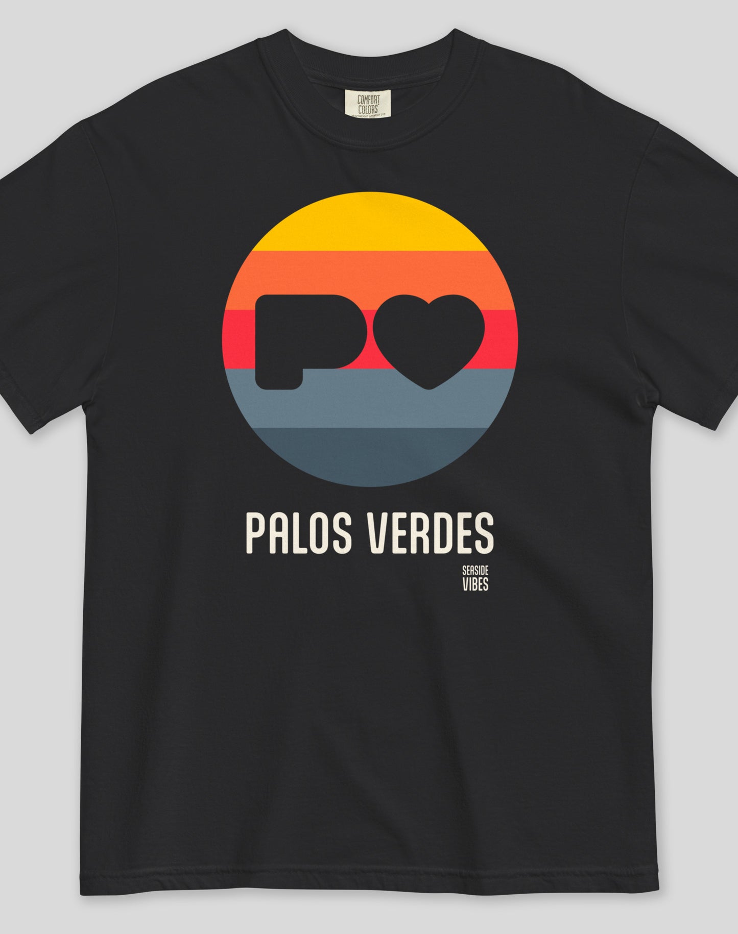 Palos Verdes Sunset Heart Logo Tee - Premium 100% Cotton | Black