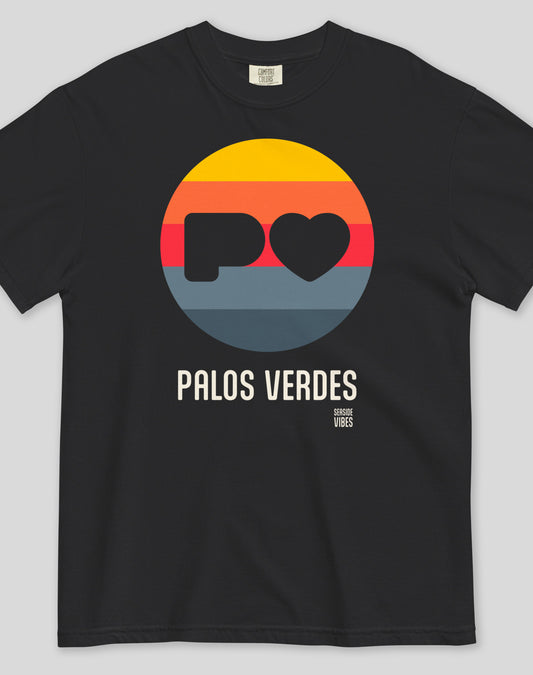 Palos Verdes Sunset Heart Logo Tee - Premium 100% Cotton | Black