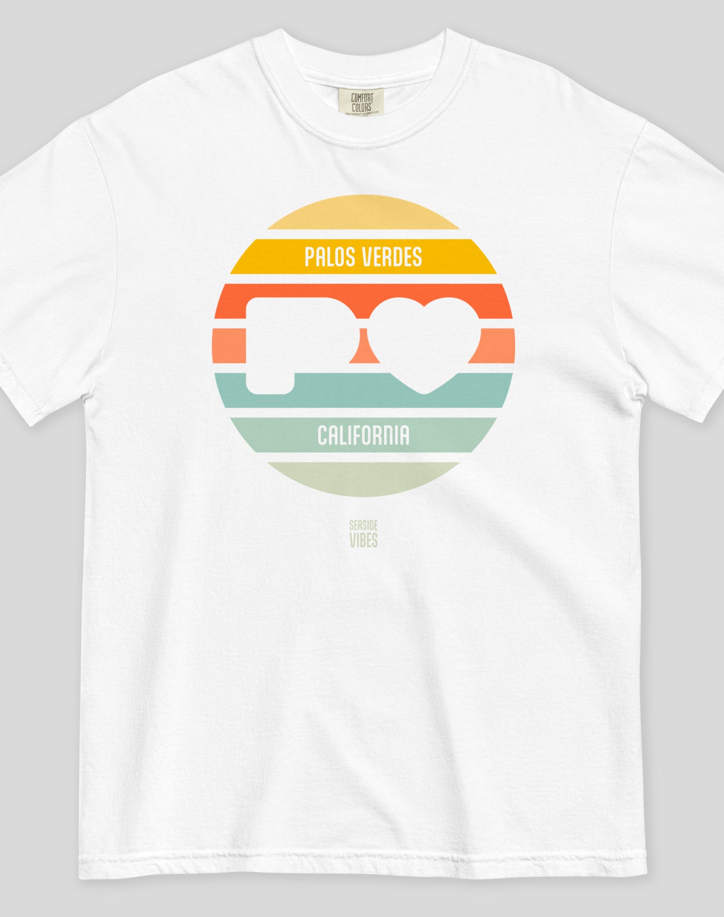 Palos Verdes Sunset Heart Logo Tee - Premium 100% Cotton | White