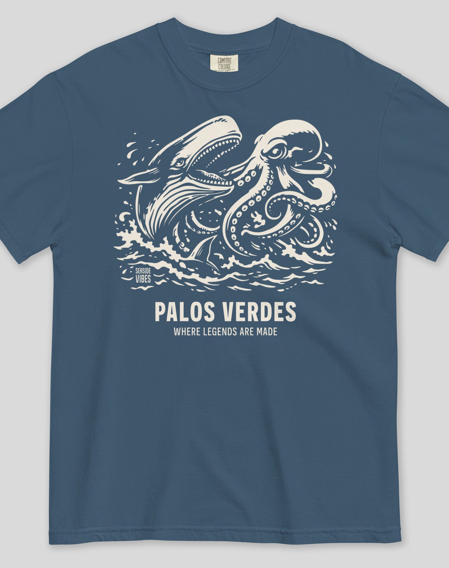 Palos Verdes Octopus vs Whale Legends Tee - Premium 100% Cotton | Midnight