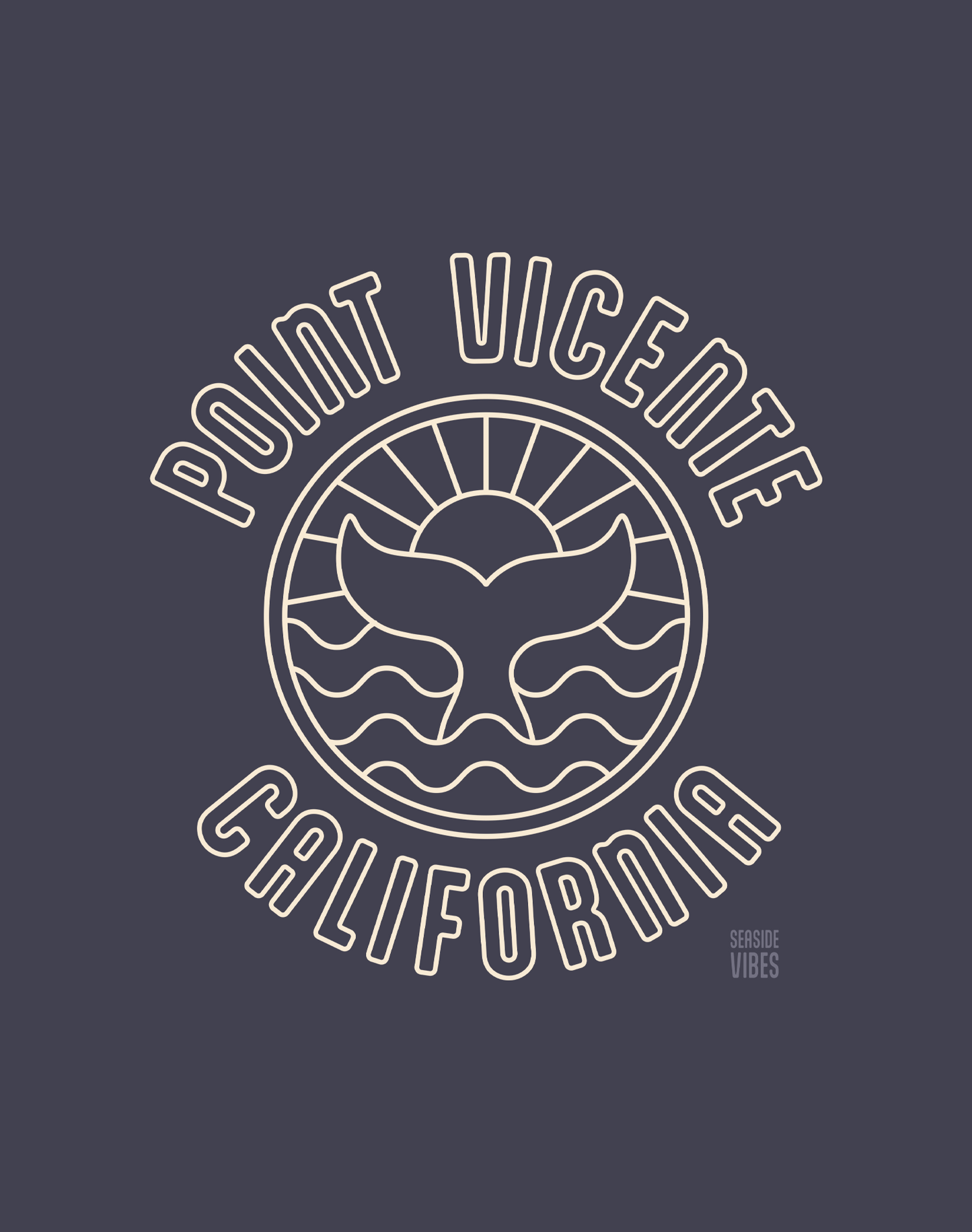 Point Vicente Sunset Whale Tee - Premium 100% Cotton | Navy