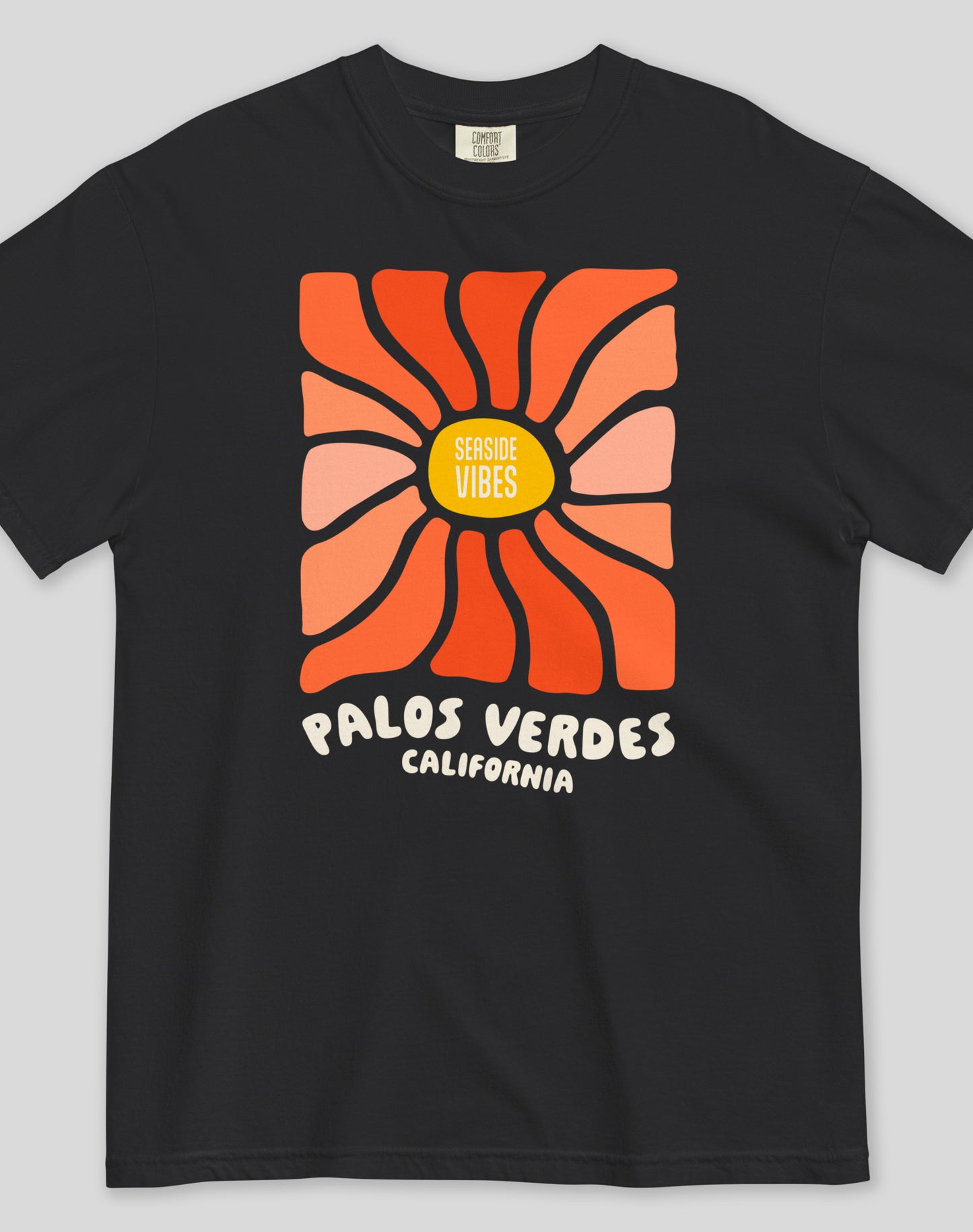 Palos Verdes Wavy Sun Tee - Premium 100% Cotton | Black