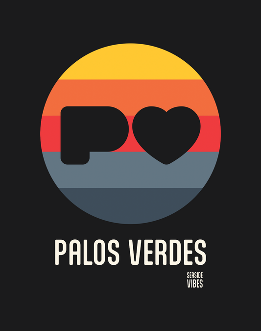 Palos Verdes Sunset Heart Logo Tee - Premium 100% Cotton | Black