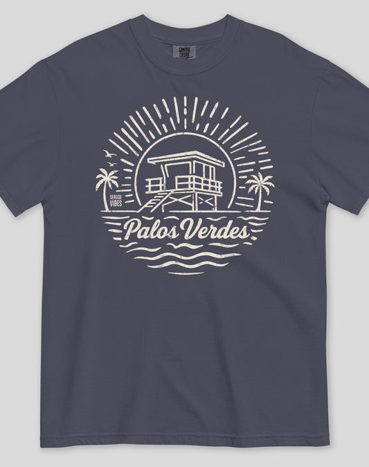 Unisex: Palos Verdes Sunrise Session Tee - 100% Cotton | Navy