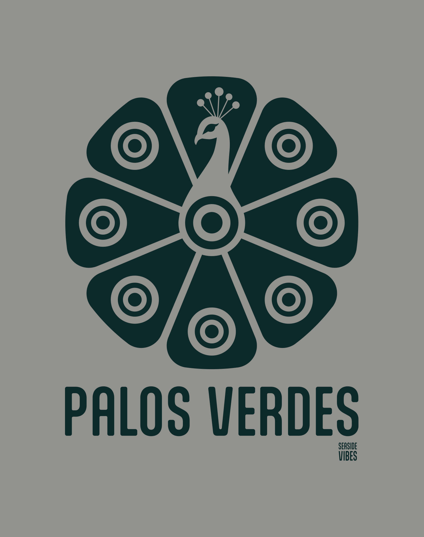 Palos Verdes Tribal Peacock Tee - Premium 100% Cotton | Grey