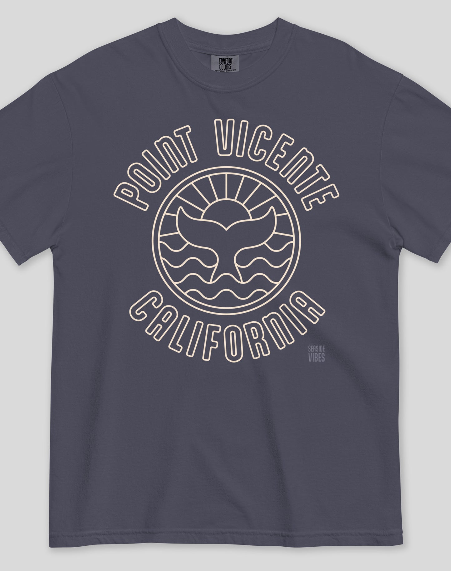 Point Vicente Sunset Whale Tee - Premium 100% Cotton | Navy