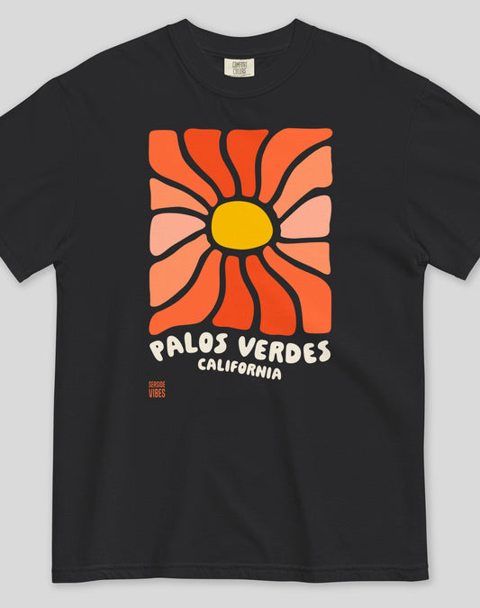 Unisex: Palos Verdes Wavy Sun Tee - 100% Cotton | Black