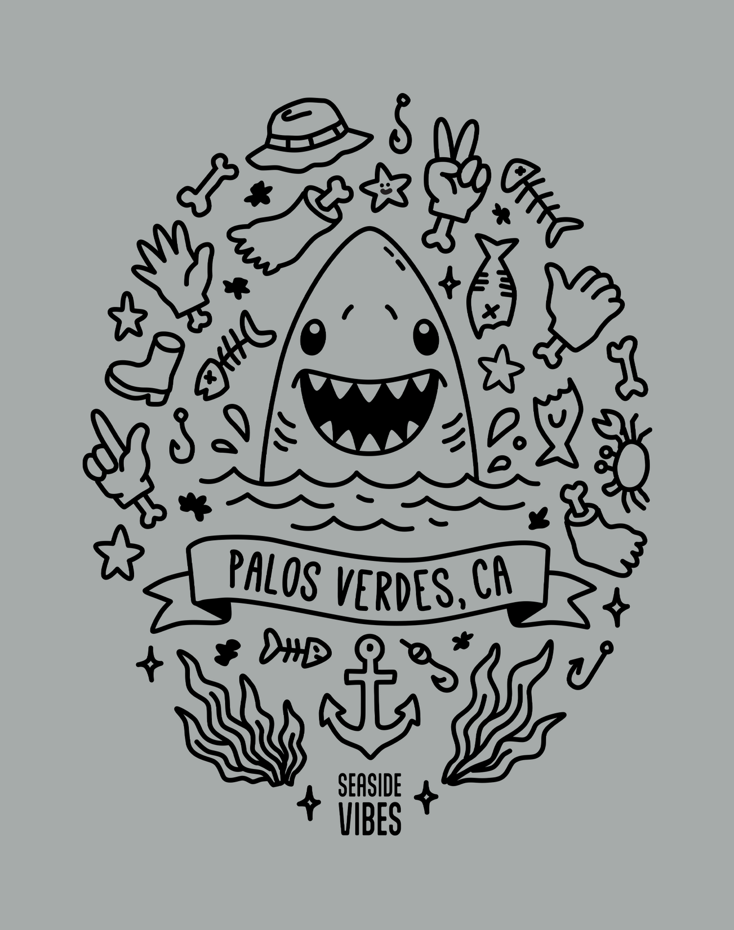 Palos Verdes Shark Attack! Tee - Premium 100% Cotton | Granite
