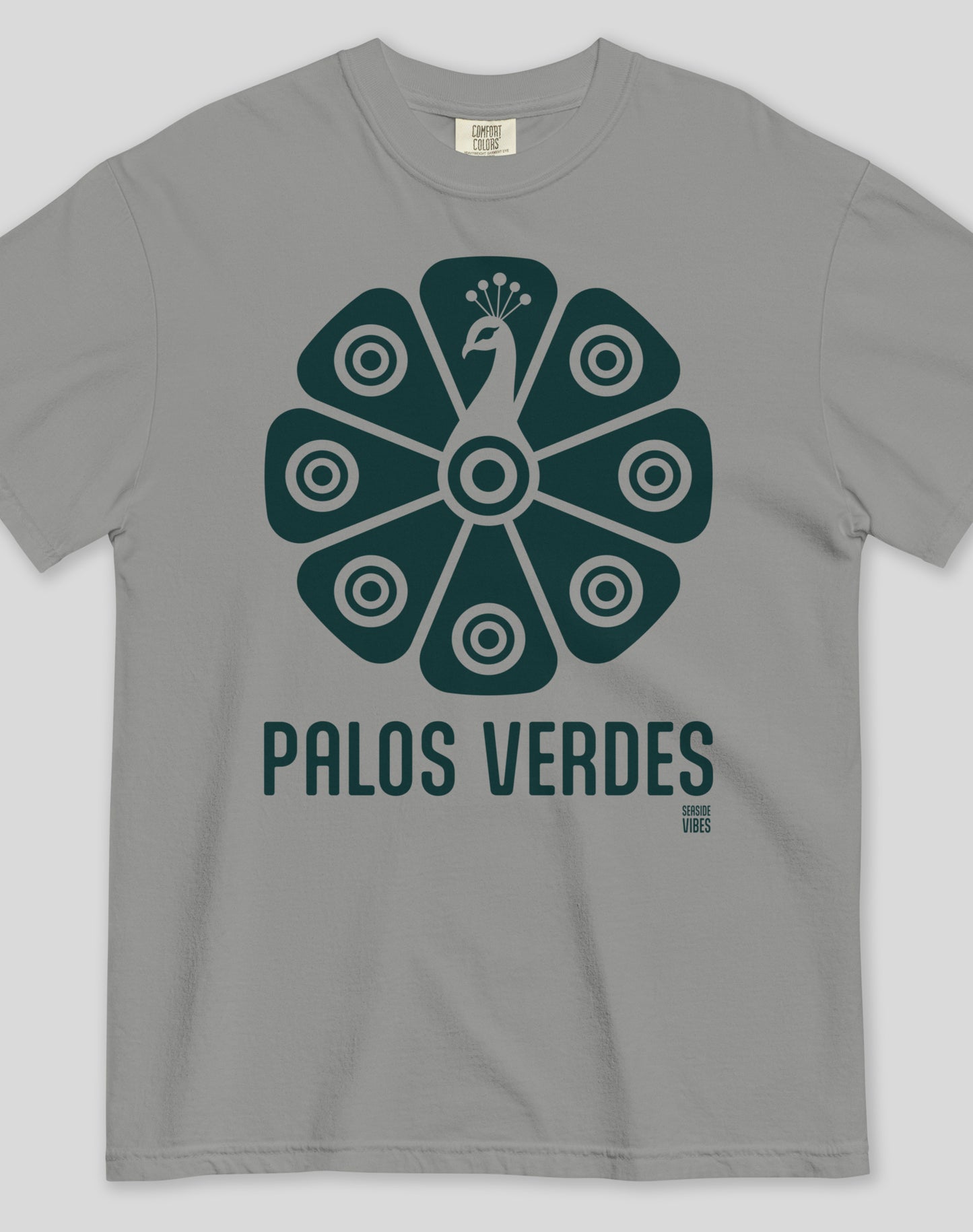 Palos Verdes Tribal Peacock Tee - Premium 100% Cotton | Grey