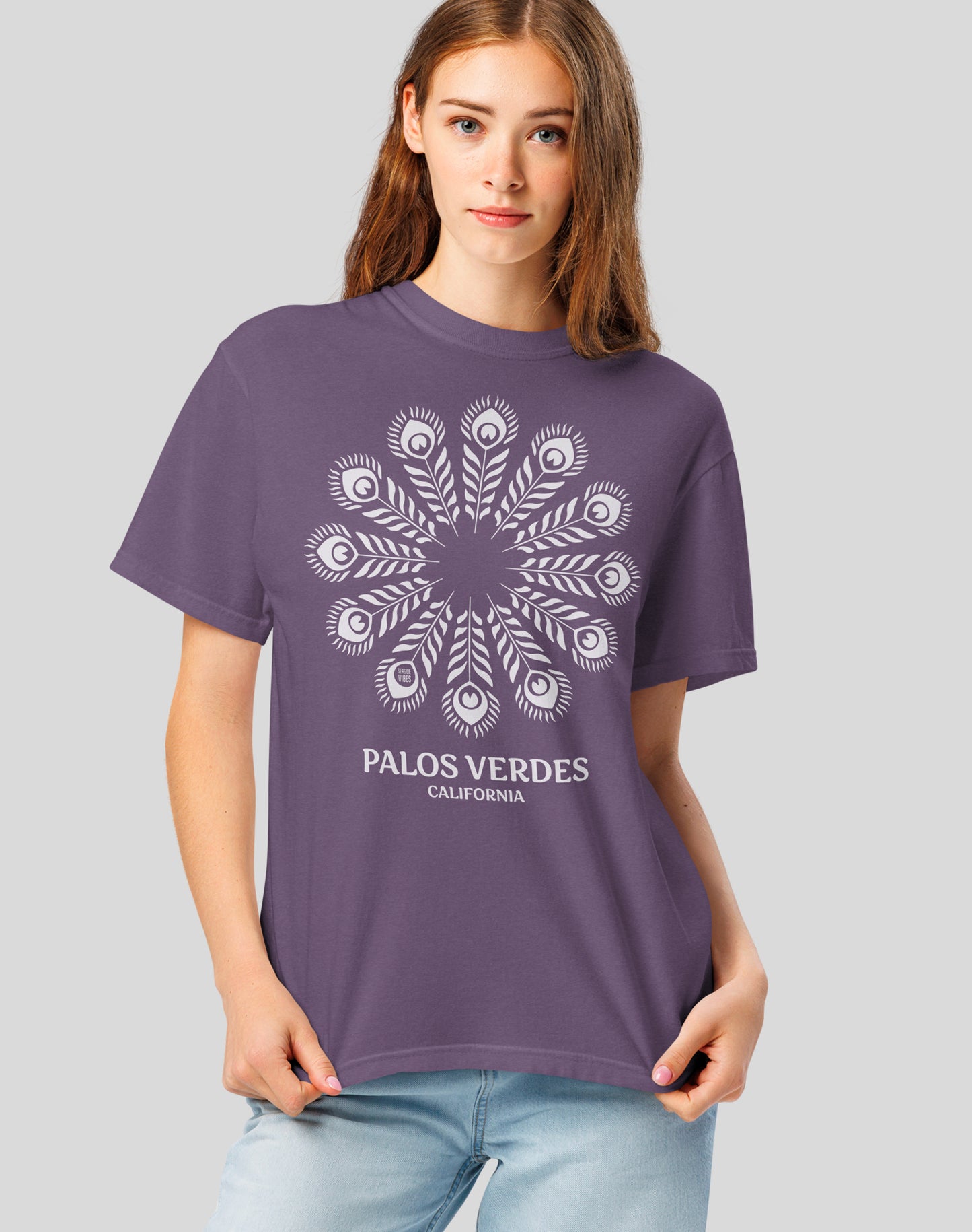 Palos Verdes Feathers Tee - Premium 100% Cotton | Grape