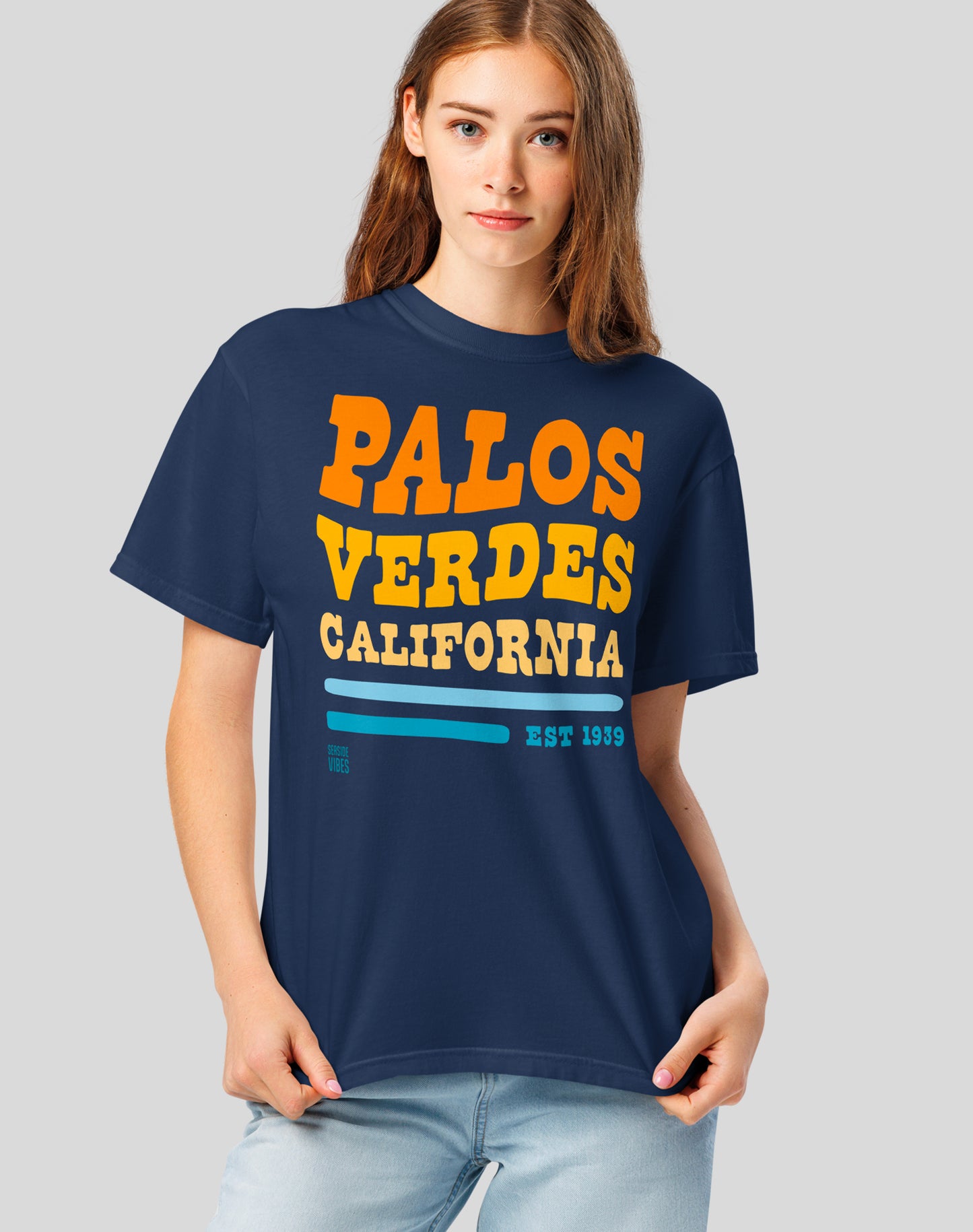 Palos Verdes Vibes Tee - Premium 100% Cotton | True Navy