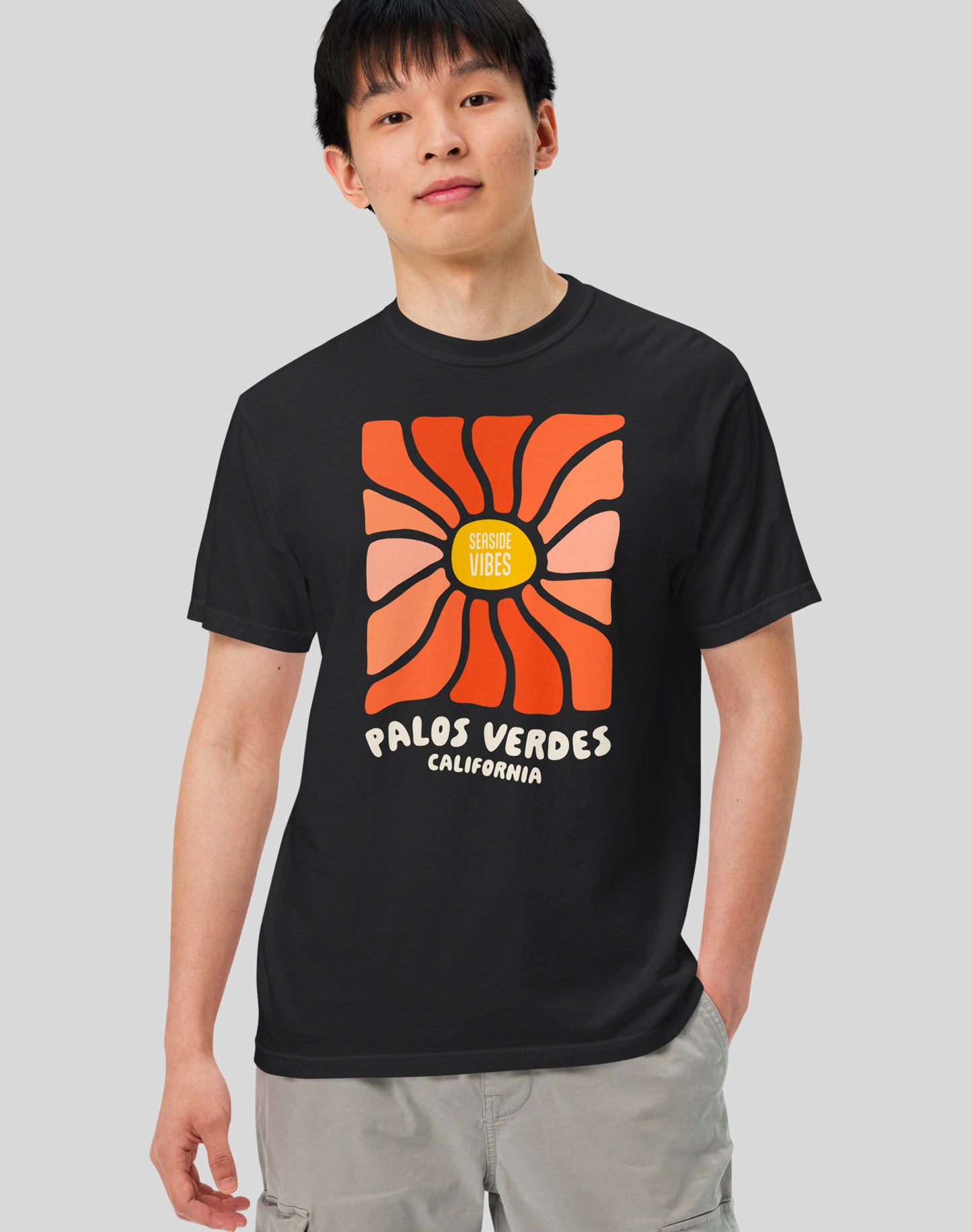 Palos Verdes Wavy Sun Tee - Premium 100% Cotton | Black