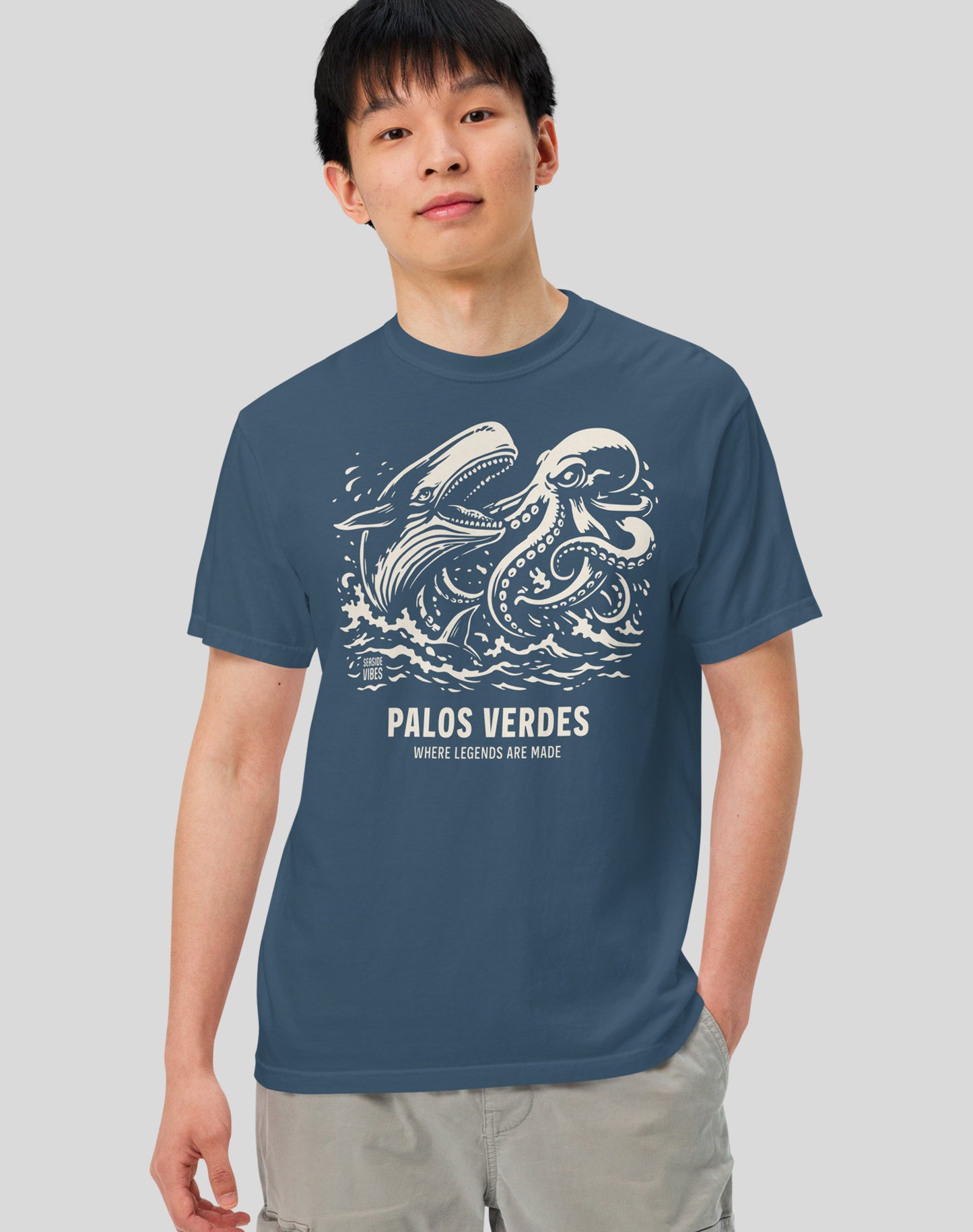 Palos Verdes Octopus vs Whale Legends Tee - Premium 100% Cotton | Midnight