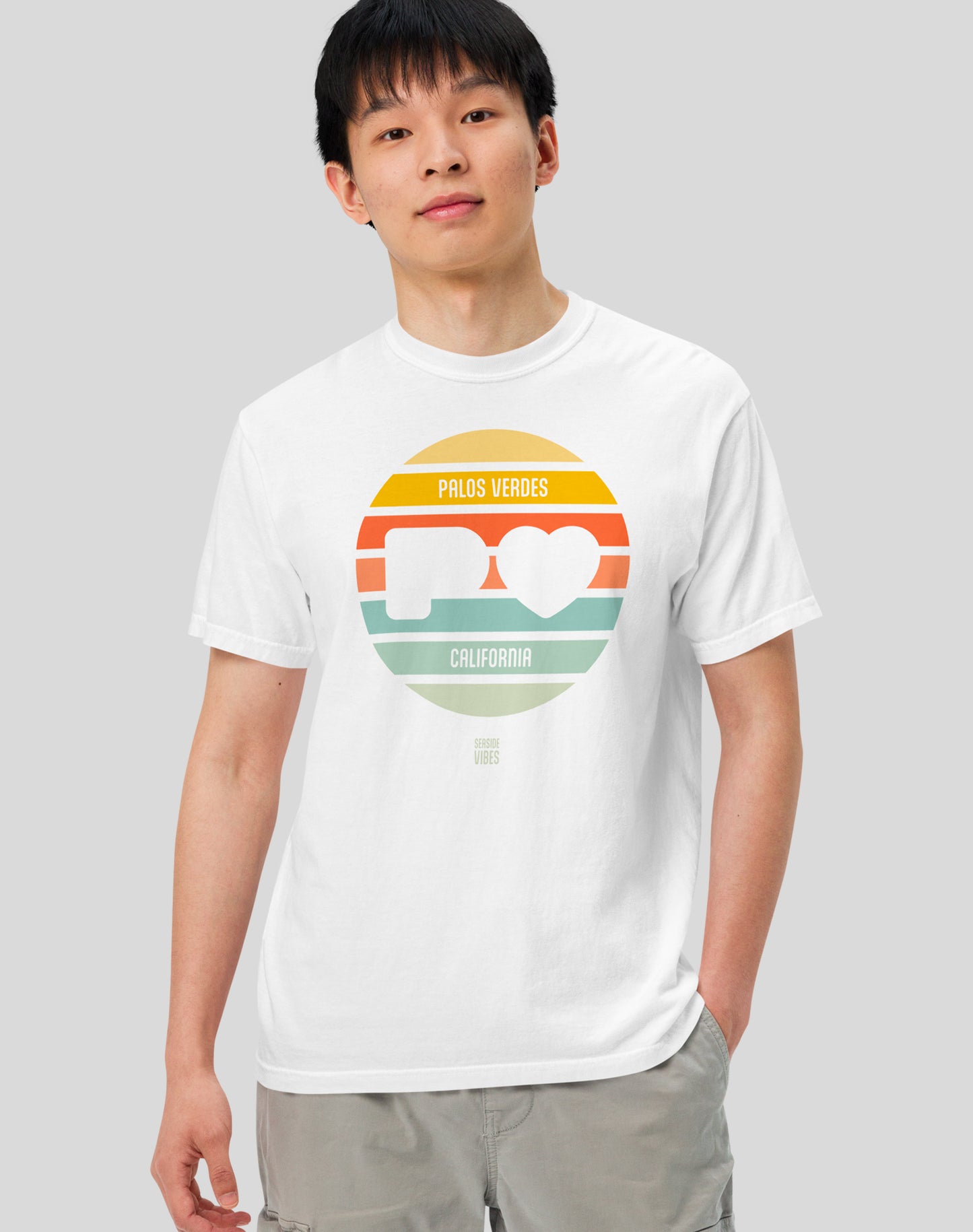 Palos Verdes Sunset Heart Logo Tee - Premium 100% Cotton | White