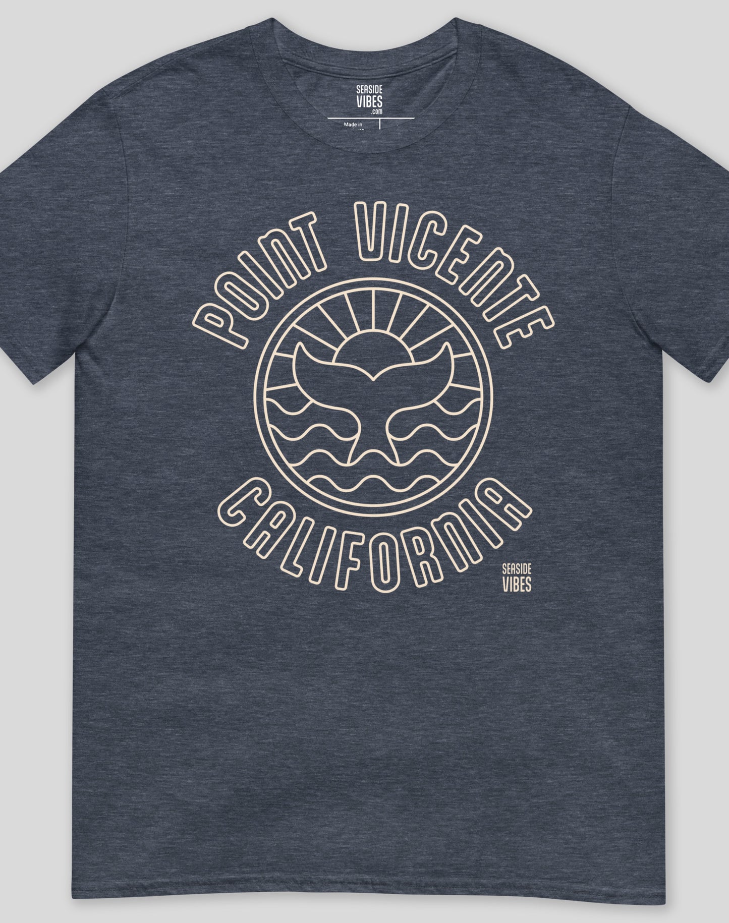 Point Vicente Sunset Whale Tee - Unisex | Heather Navy