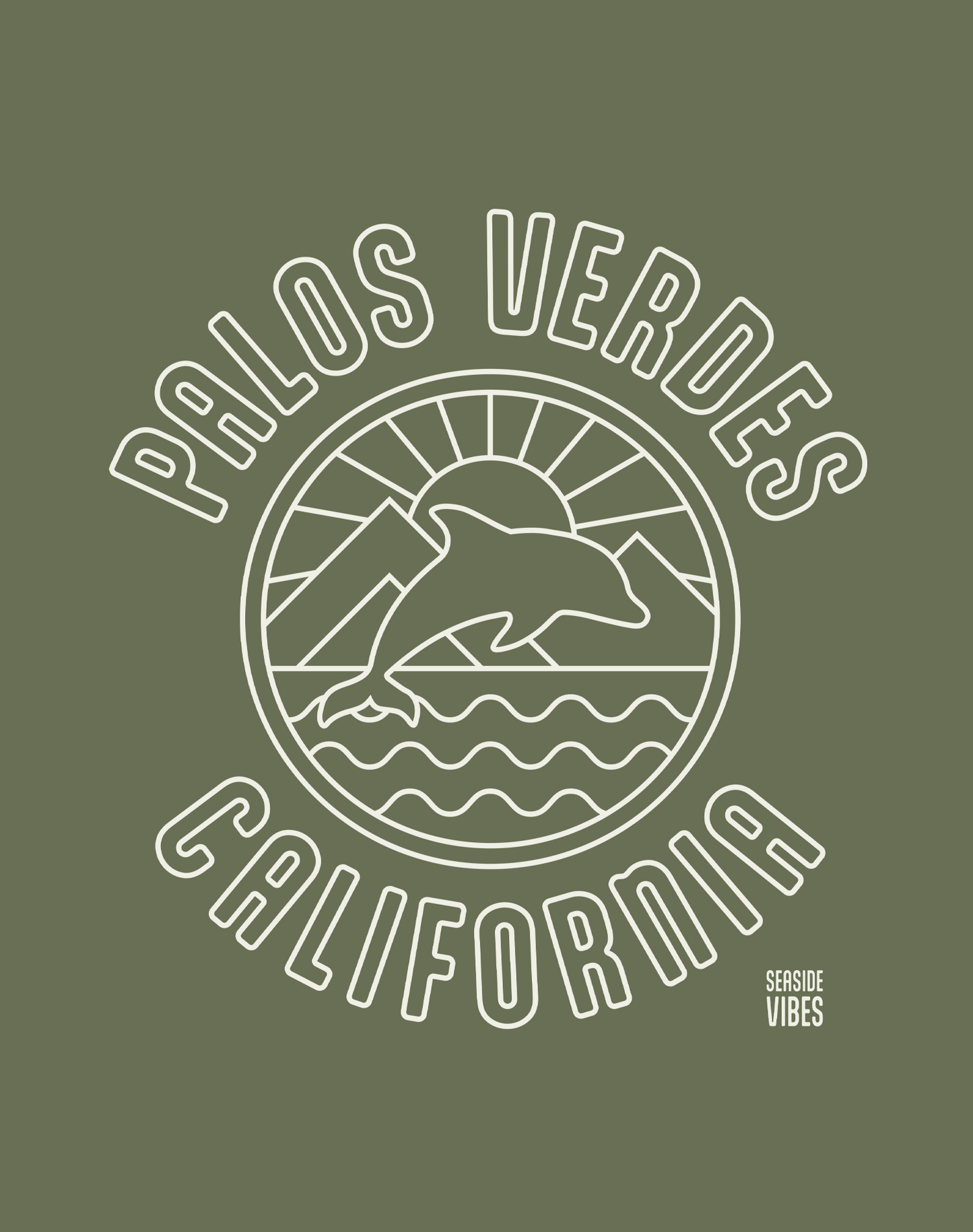 Palos Verdes Dolphin Sunrise Tee - Unisex | Military Green