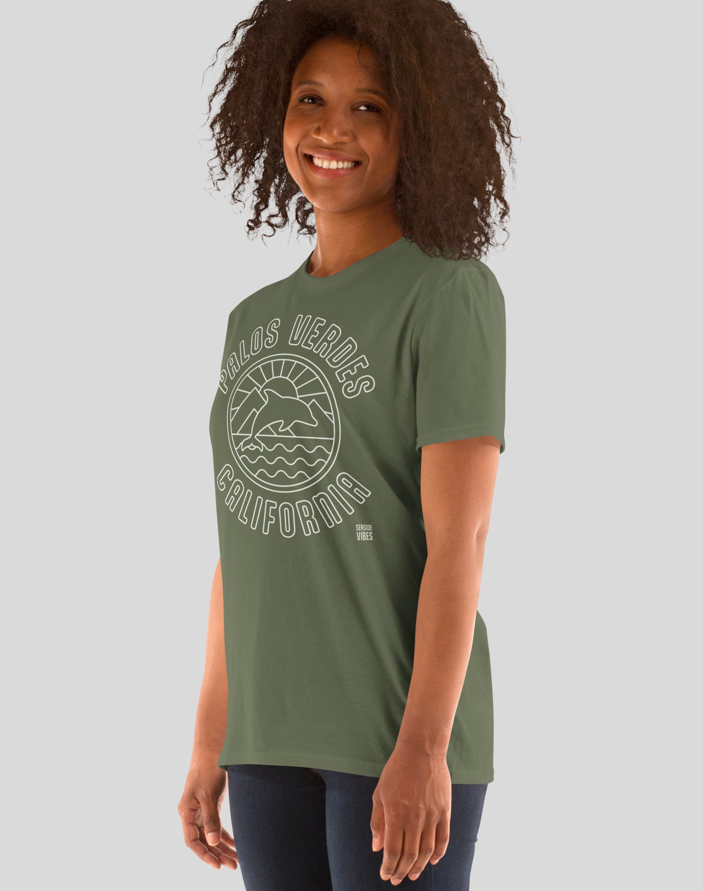 Palos Verdes Dolphin Sunrise Tee - Unisex | Military Green