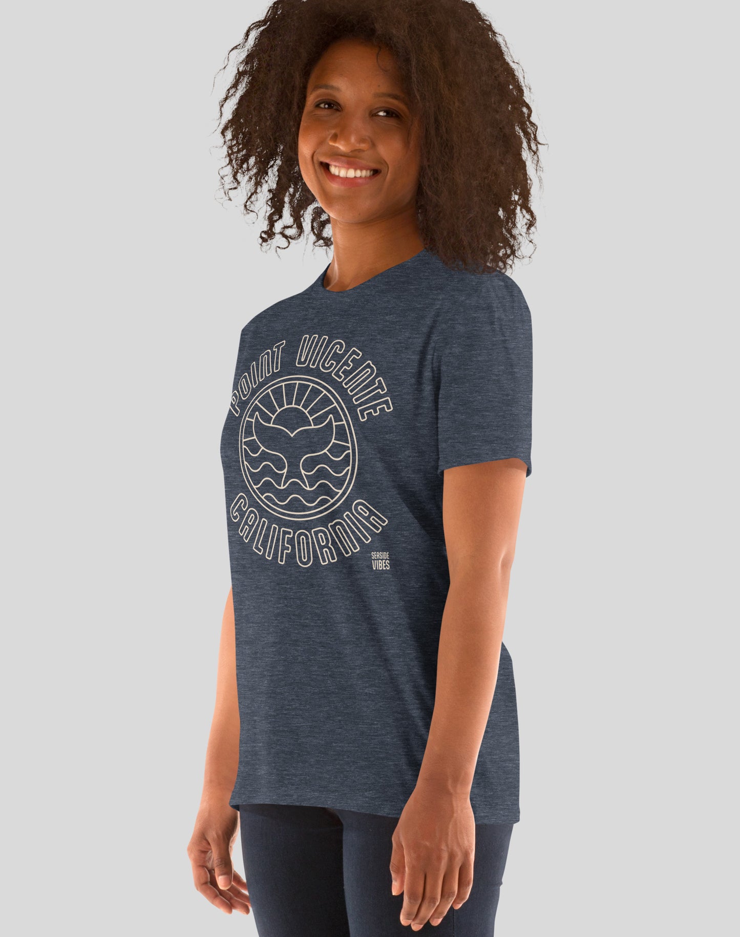 Point Vicente Sunset Whale Tee - Unisex | Heather Navy