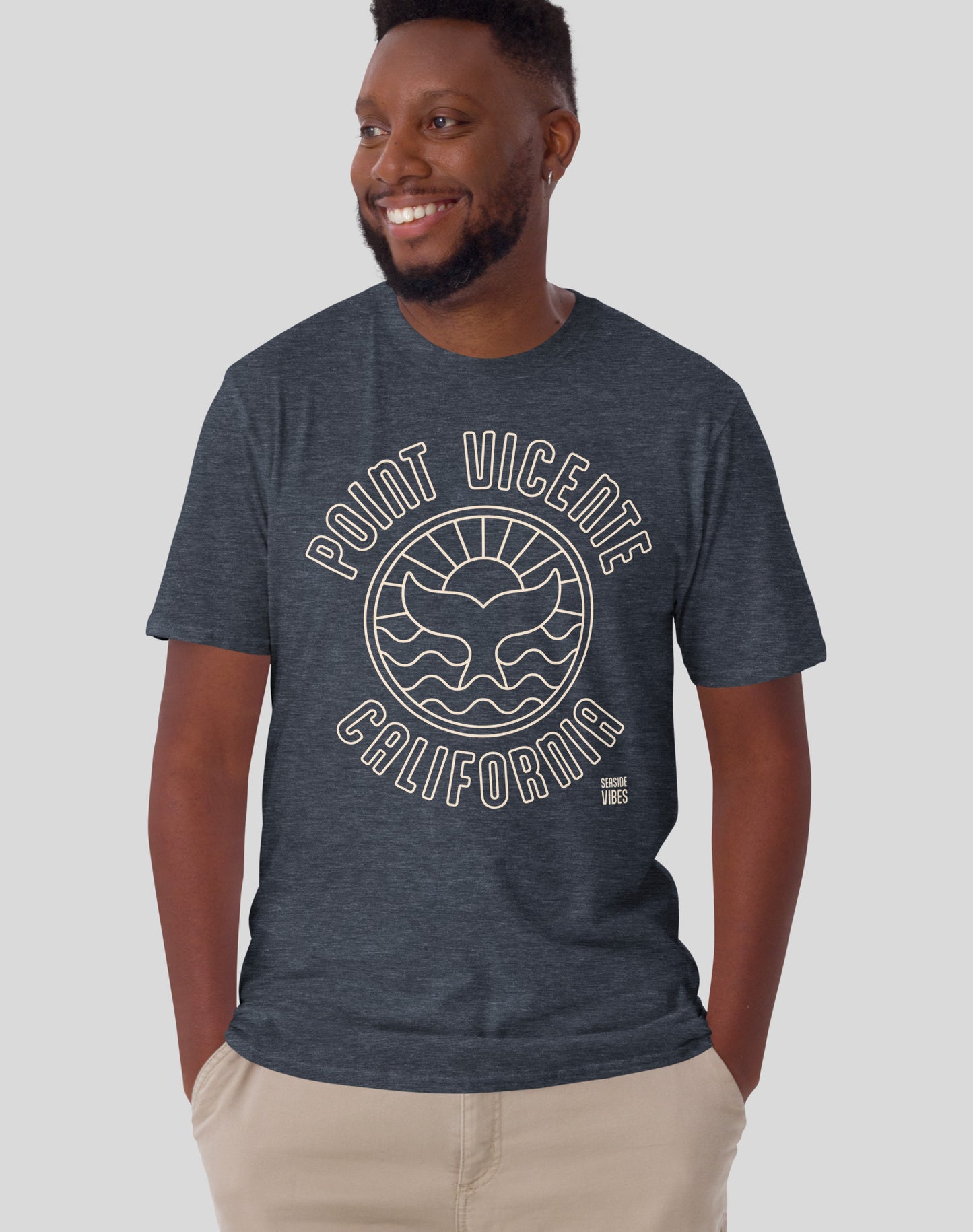 Point Vicente Sunset Whale Tee - Unisex | Heather Navy