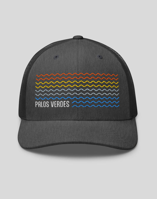 Palos Verdes Sunset Waves Trucker Hat | Dark Heather Gray