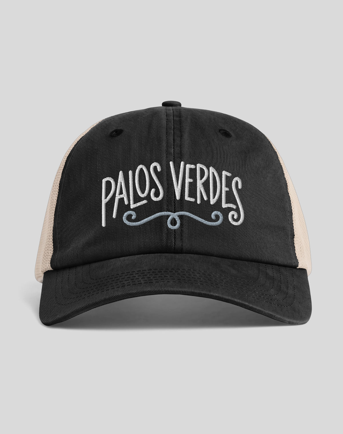 Palos Verdes Swirl Sunwashed Trucker Hat | Black/Tan