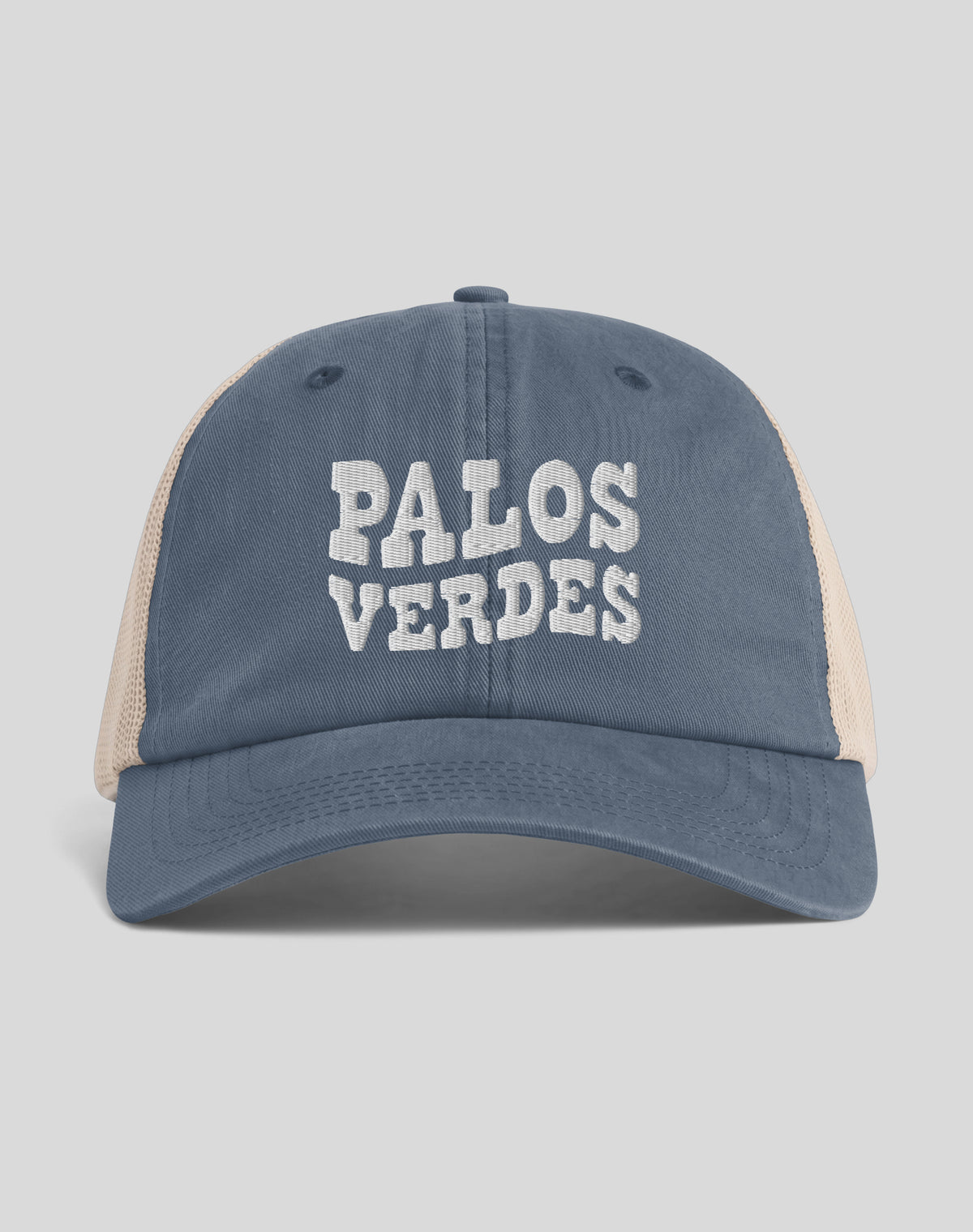 Palos Verdes Vibes Sunwashed Trucker Hat | Denim/Tan