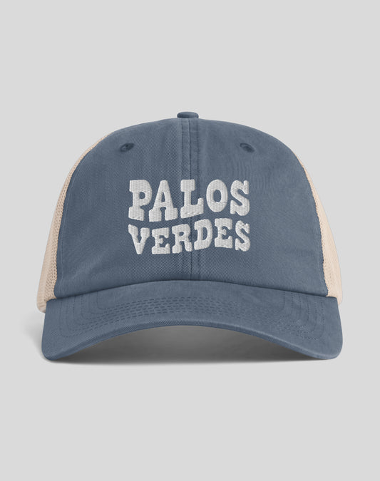 Palos Verdes Vibes Sunwashed Trucker Hat | Denim/Tan