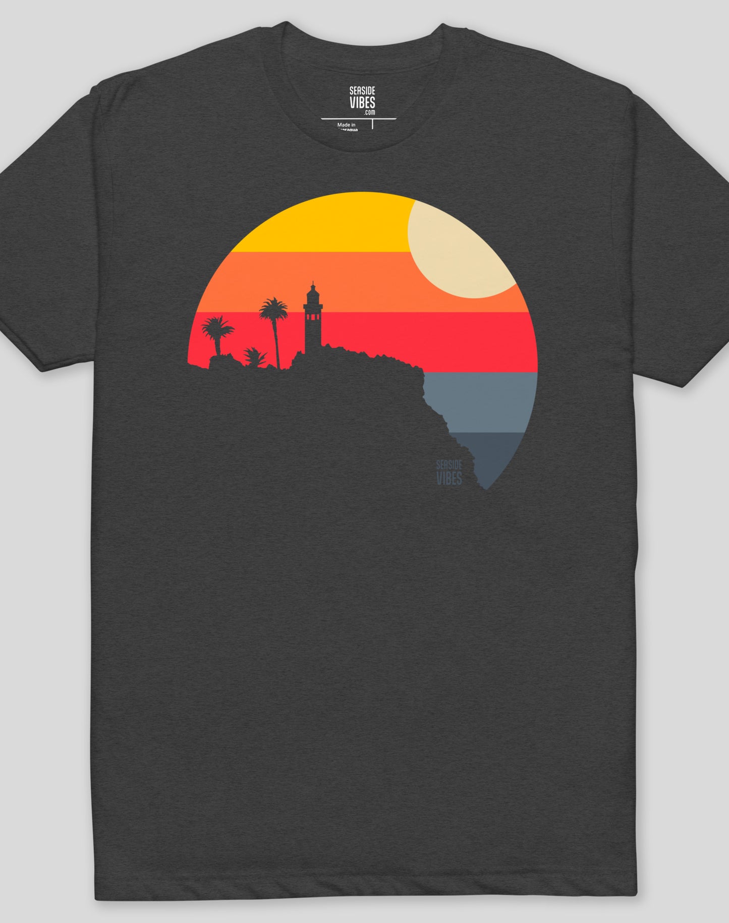 Point Vicente Lighthouse Sunset Tee - Cotton Blend | Charcoal