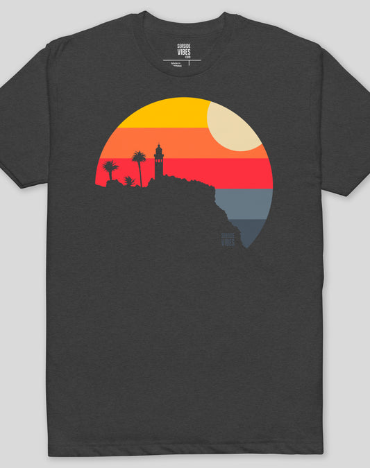 Point Vicente Lighthouse Sunset Tee - Cotton Blend | Charcoal